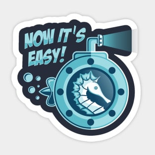 Sea Horse in Submarine illustration Sticker